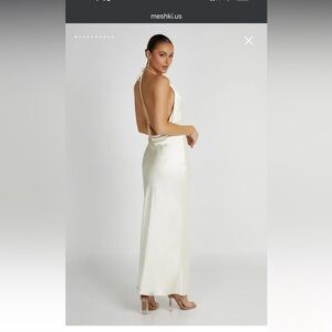 Meshki Sammy Satin Halter Maxi Dress
